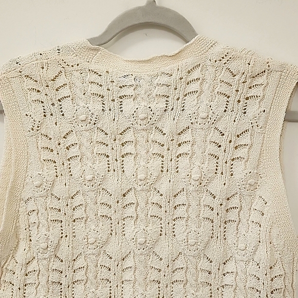 Zara Women's Knit Waistcoat Bejeweled Button Ivory Cream Vest Sz S - Picture 10 of 16